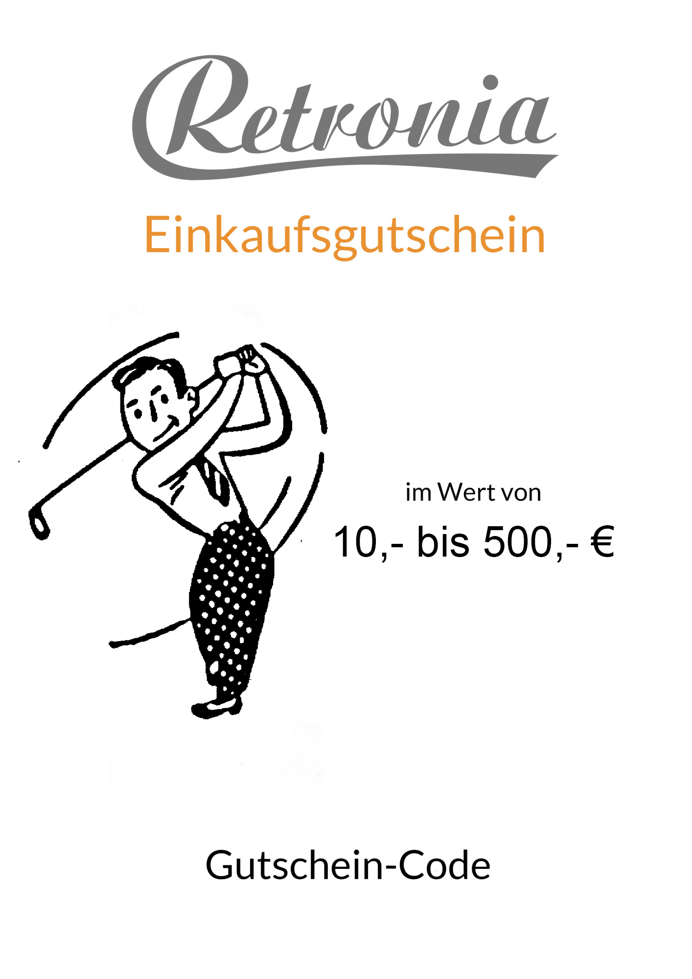 Retronia Geschenk-Gutschein (Motiv: Golfer)